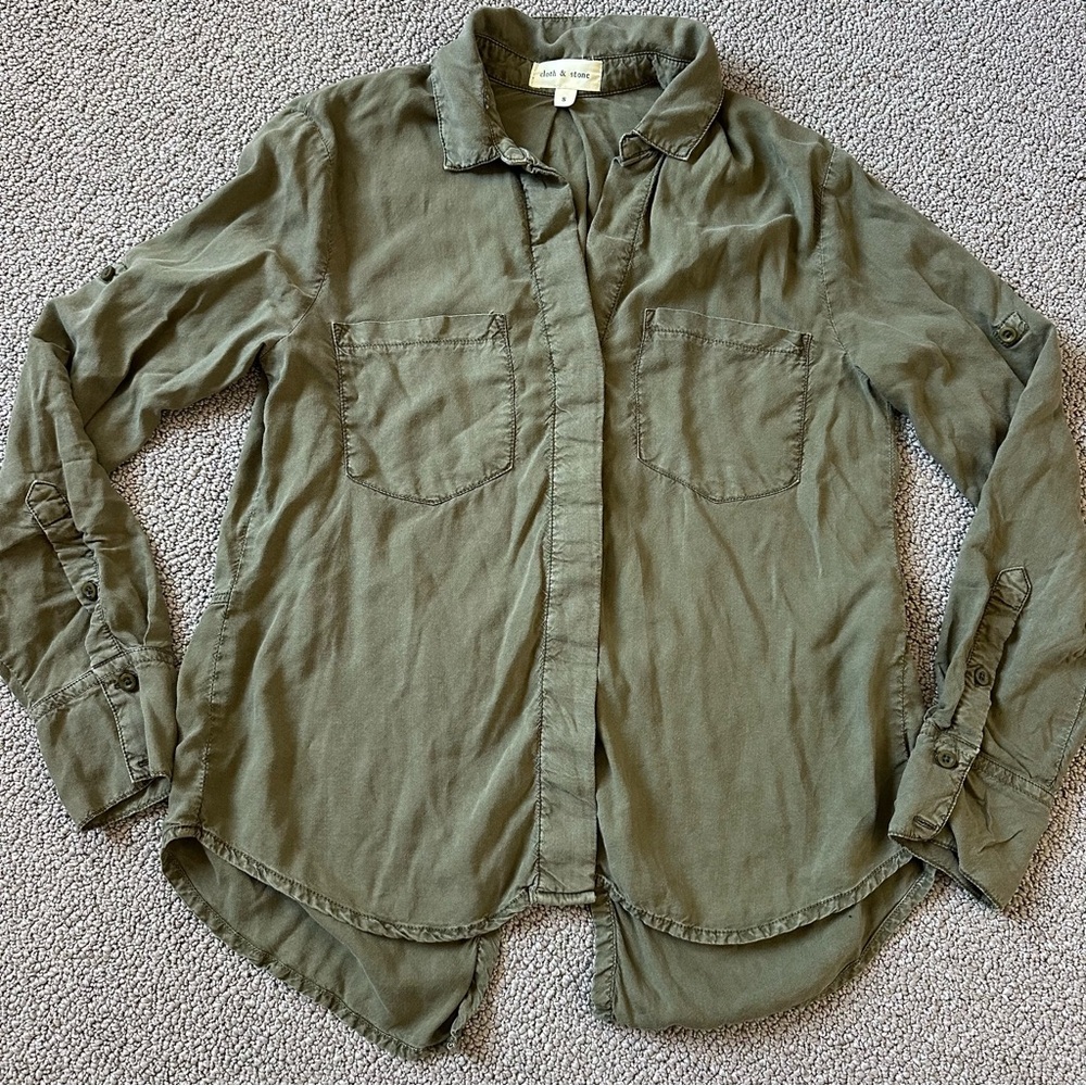 Cloth & Stone Sage Green Collared Shirt